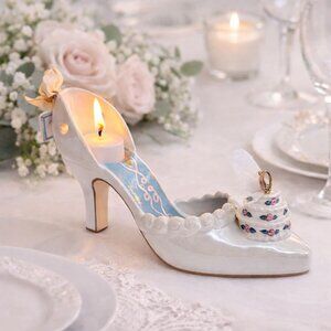 Vintage Ceramic Bride Keepsake Wedding Shoe Tealight Candle Holder Bridal Gift